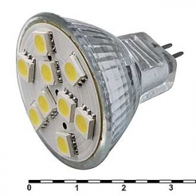 Лампа светодиодная MR11 A/DC12V 9LED 5050 12Lm 1,5W WW